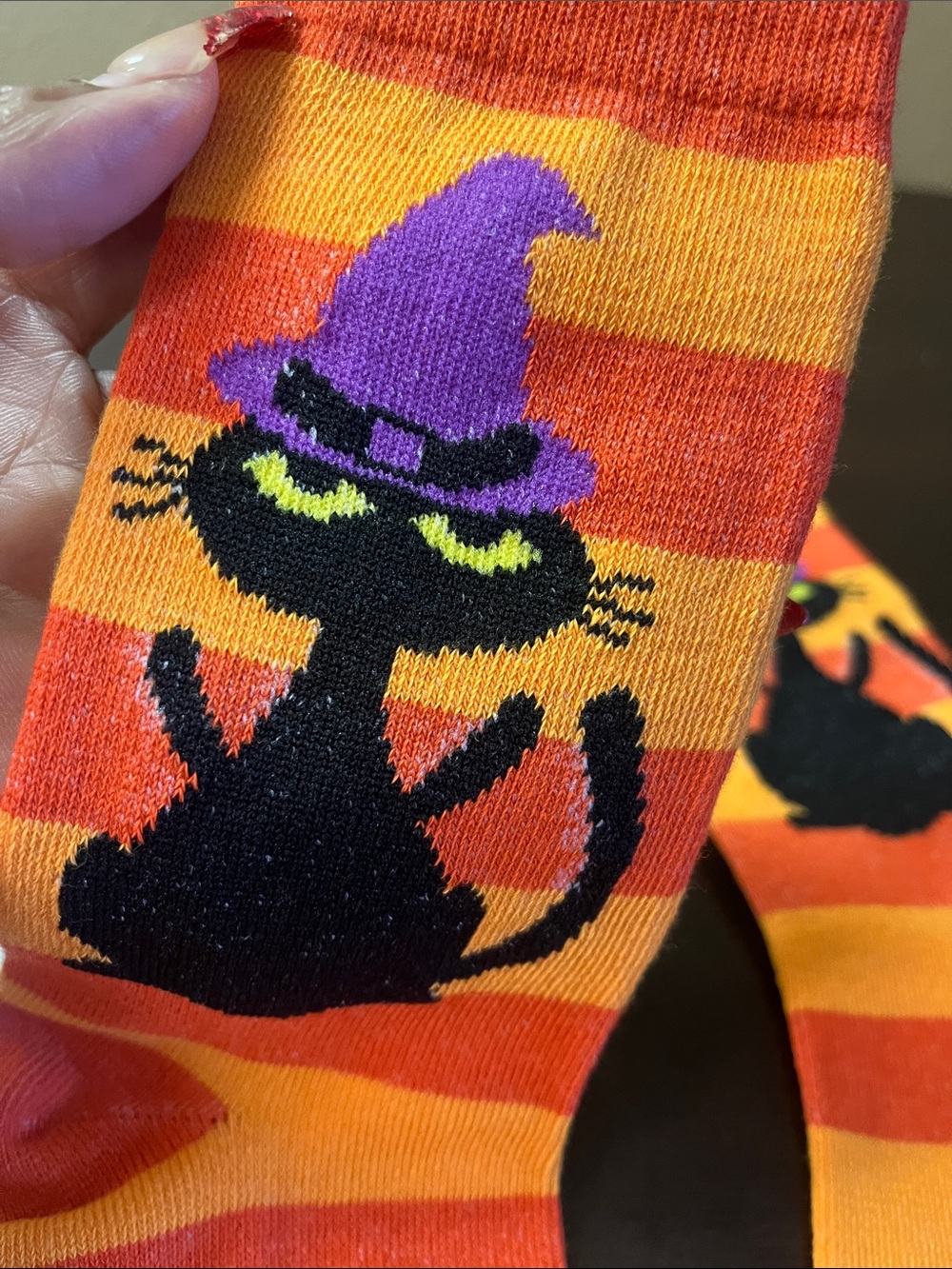 Cat Gothic Halloween Witch Hats Socks - Picture 5 of 5